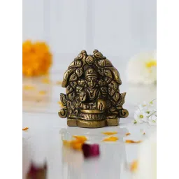 eCraftIndia Gold Metal Handcrafted Goddess Lakshmi Idol On Peacock Design Throne-picture-16