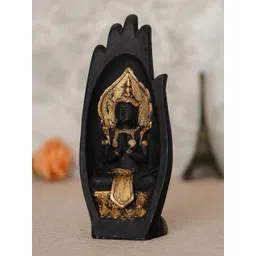 eCraftIndia Gold-Toned & Black Handcrafted Engraved Palm Buddha Decorative Showpiece-picture-34