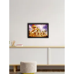 eCraftIndia Gold-Toned & White Krishna With Arjun On Rath Satin Matte Texture Wall Art-picture-21