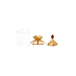 eCraftIndia Gold-Toned Brass Akhand Diya with Glass image 5