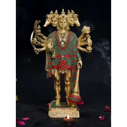 eCraftIndia Gold-Toned Brass Lord Panchmukhi Hanuman Idol with Stone Work Showpieces-picture-15