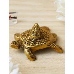 eCraftIndia Gold-Toned Brass Meru Shree Yantra on Tortoise Statue Figurine Showpiece-picture-12
