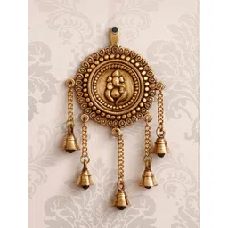 eCraftIndia Gold-Toned Lord Ganesha Wall Hanging With 5 Bells-picture-30