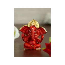 eCraftIndia Golden and Red Polyresin Lord Ganesha Idol-image-24