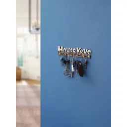 eCraftIndia Golden Brass Decorative Wooden Key Holder with 5 Hooks-picture-33