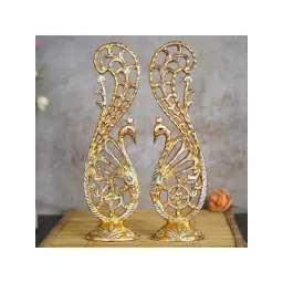 eCraftIndia Golden Peocock Couple 14 Inch Decorative Figurine Showpiece-image-43