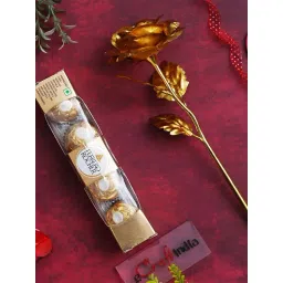 eCraftIndia Golden Rose & Ferrero Rocher Chocolates (5 Pcs) Combo-image-20
