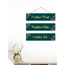 eCraftIndia Green & Beige Positive Quotes Printed Wooden Wall Hangings-picture-14