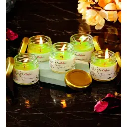 ecraftindia Green Apple Green Wax (Set of 5)Scented Jar Candles-picture-30