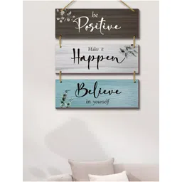 eCraftIndia Grey & Blue Be Positive, Believe In Yourself Printed Wooden Wall Hangings-picture-28