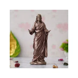 eCraftIndia Handcrafted Bronze Standing Jesus Christ Idol with Open Arms Statue-image-15
