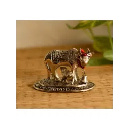 eCraftIndia Handcrafted Cow and Calf Figurine-image-0