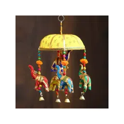 eCraftIndia Handcrafted Decorative Elephant Wall/Door/Window Hanging Bells-image-9