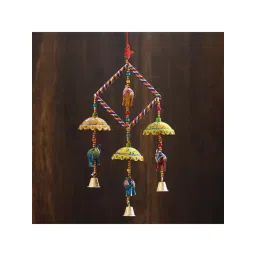 eCraftIndia Handcrafted Decorative Elephant with Chatri Wall/Door/Window Hanging Bells-image-10