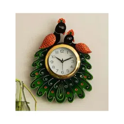eCraftIndia Handcrafted Papier-Mache 2 Peacocks Decorative Wall Clock-image-31