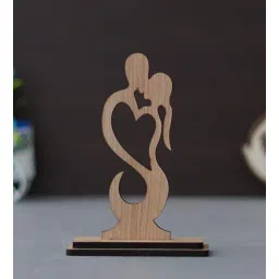 ecraftindia Heart Couple Kissing Engineered Wood Brown Showpiece With Stand-picture-35