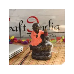 ecraftindia Karate Style Monk Buddha Smoke Backflow Incense Holder Showpiece with 10 free Smoke Backflow Cones-picture-27