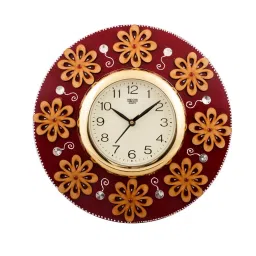 eCraftIndia KWC527 Golden Flowers Fine Crafted Papier-Mache Wooden Handcrafted Wall Clock-picture-12