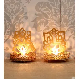 ecraftindia Laxmi Golden Metal Table Tea Light Holder-picture-19