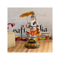eCraftIndia Lord Ganesha Carrying Umbrella Handcrafted Polyresin Figurine-picture-24