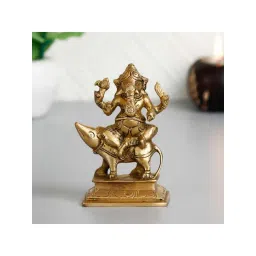 eCraftIndia Lord Ganesha sitting on Mushak Brass Handcrafted Idol-picture-15