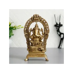 eCraftIndia Lord Ganesha Sitting on Throne Brass Handcrafted Idol-picture-10