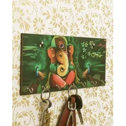 ecraftindia Lord Ganesha-Themed Wooden Key Holder with 7 Hooks-picture-16