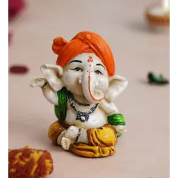 ecraftindia Lord Ganesha White Polyresin Idol-picture-32