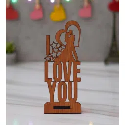 ecraftindia Love You Brown Engineered Wood Showpiece With Stand-picture-32