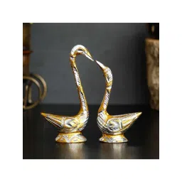 eCraftIndia Loving Golden Swan Couple Metal Handcrafted Decorative Figurine-picture-17