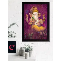 eCraftIndia Majenta & Beige Lord Ganesha Satin Matt Texture UV Wall Art-picture-20