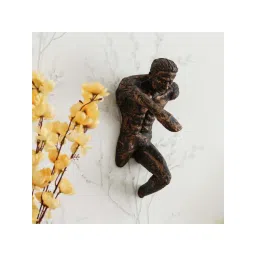 eCraftIndia Man in Running Pose on Wall Antique Finish Handcrafted Polyresin Wall Decorative-picture-40