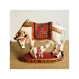 eCraftIndia Meenakari Metal Colorful Cow And Calf Figurine-picture-33