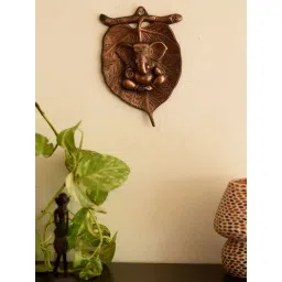 eCraftIndia Metal wall hanging of Lord Ganesha on Leaf-picture-26