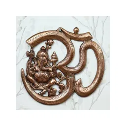 eCraftIndia Metal wall hanging of Lord Ganesha with Om-picture-27