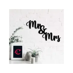 eCraftIndia 'Mr & Mrs' Black Engineered Wood Wall Art Cutout, Ready to Hang Home Decor-picture-21