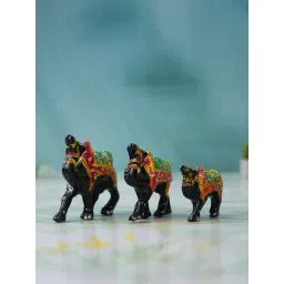 eCraftIndia Multicolor Plastic Fiber Meenakari Handcrafted Camel Showpieces - Set of 3-picture-12