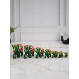 eCraftIndia Multicolor Plastic Fiber Meenakari Handcrafted Elephant Showpieces - Set of 7-picture-11