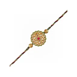eCraftIndia Multicolor Precious Stone Floral Rakhi for Brother with Sibling Agreement & Roli Chawal image 5