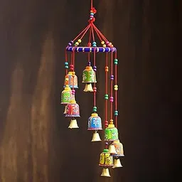eCraftIndia Multicolour Handcrafted Decorative Window Door Wall Hanging Bells Wind Chimes Decorative Showpiece| Diwali Decoration Items for Home Decor| Gift for Diwali Navratri Housewarming-picture-35