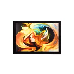 eCraftIndia Multicoloured Women Face Abstract Satin Matt Texture Framed Wall Art-picture-17