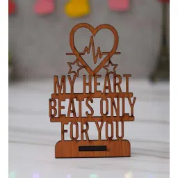 ecraftindia My Heart Beats Only For You Brown Engineered Wood Showpiece With Stand-picture-16