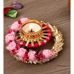 ecraftindia Om Multicolor Iron Table Tea Light Holder-picture-26