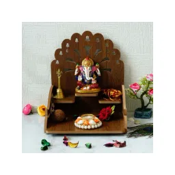 eCraftIndia Om with Bells Design and 3 Shelfs Laminated Wood Pooja Temple/Mandir-picture-42