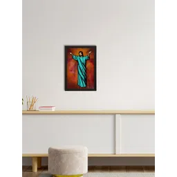 eCraftIndia Orange & Blue Jesus Christ Satin Matt Texture UV Wall Art-picture-23