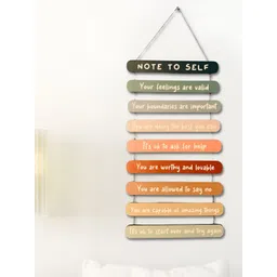 eCraftIndia Orange & Green Mental Health Reminders Printed Wooden Wall Hangings-picture-38