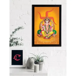 eCraftIndia Orange & Red Lord Ganesha Satin Matt Texture UV Art Painting-picture-33