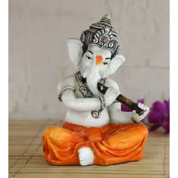 ecraftindia Orange Lord Ganesha Playing Flute-picture-19