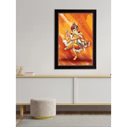 eCraftIndia Orange Lord Ganesha Satin Matt Texture Framed UV Wall Art Painting-picture-25