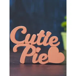 eCraftIndia Peach-Colored "Cutie Pie and Heart Symbol" Wooden Cutout Decorative Showpiece-picture-40